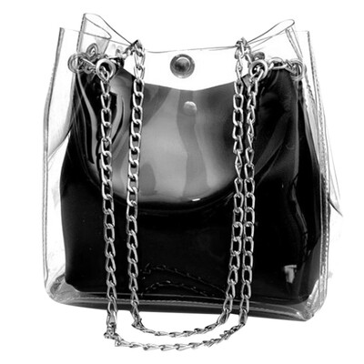 

Women Transparent Bucket Bag PVC Clear Small Tote Messenger Bags Lady Holographic Shoulder Bags Female Sac A Main T30