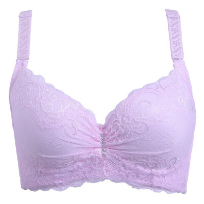 

Sexy Lingerie Women Underwear Solid Pink Sexy Breathable Lace Padded Adjustable Underwire Push Up Pluse Size D Cup Bra Newest