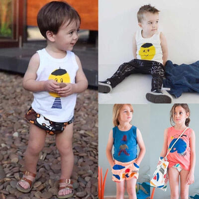 

Newborn Toddler Kids Baby Boys Girls Outfits Clothes Sleeveless T-shirt Tank Tops