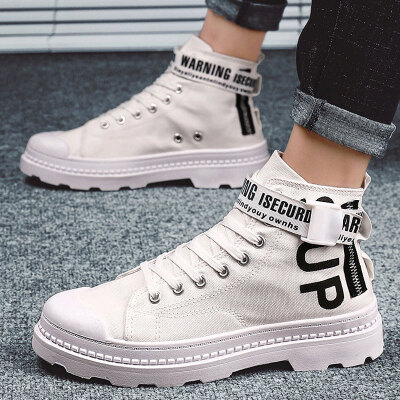 

2019 new autumn high shoes mens canvas shoes Korean version of the trend of sports&leisure shoes wild Gaobang mens shoes