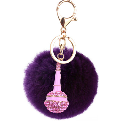 

Plush Rex Rabbit Hair Ball Alloy Keychain Bag Car Mobile Phone Accessories