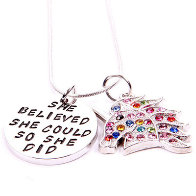 

Inspirational Jewelry Necklace for Women Girls Gift - She Believed She Could So She Did