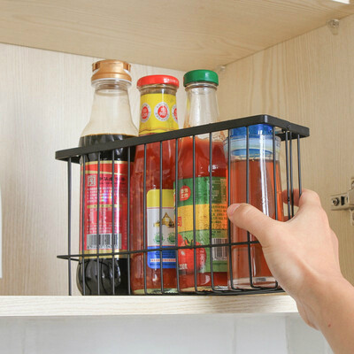 

Gobestart Self-Adhesion Kitchen Bathroom Iron Basket Bin Storage Rack Mesh Organizer BK