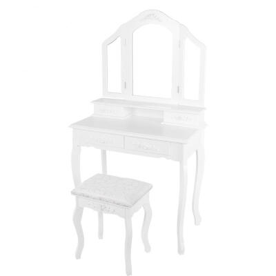 

Greensen Stylish Simple Style Wooden White Desk Durable Dressing Table with Mirror