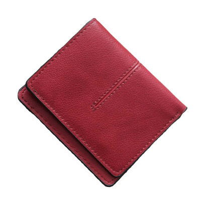 

Lady Solid Color Faux Leather Purse Card Holder Ultra Thin Bifold Short Wallet