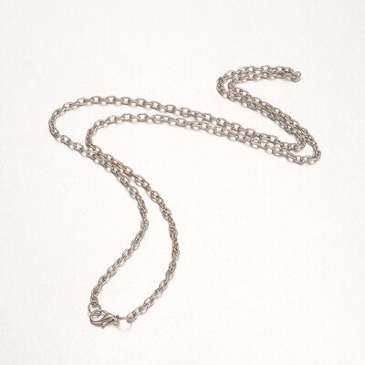 

Iron Necklace Making Cable Chain with Alloy Lobster Clasp Platinum 2441"