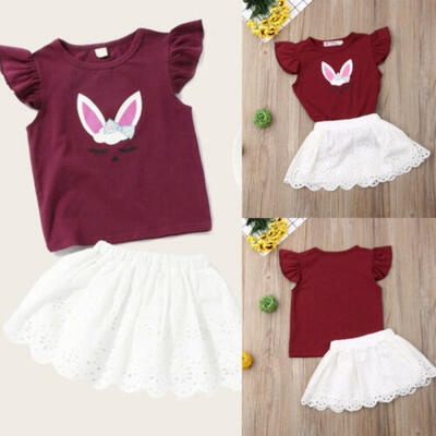 

Toddler Kids Baby Girls Summer T-Shirt TopsSkirt Dress Outfits Clothes 2PCS Set