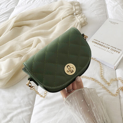 

Chic casual temperament wild Messenger bag Saddle bag 2019 new Korean fashion simple rhombic chain shoulder bag