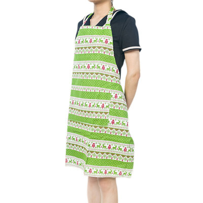 

Nordic Style Linen Apron Christmas Tree Deer Printing Brief Adult Kitchen Baking Cooking Accessories Bib Aprons