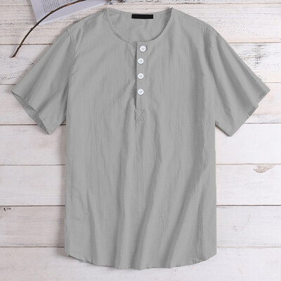 

Toponeto Mens Summer New Style Fashion Pure Cotton And Hemp Short Sleeve Comfortable Top