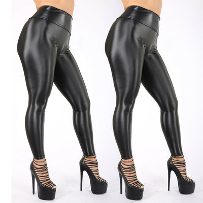 

Womens High Waist Slim Stretch Wet Faux Leather Skinny Tight Pants Leggings