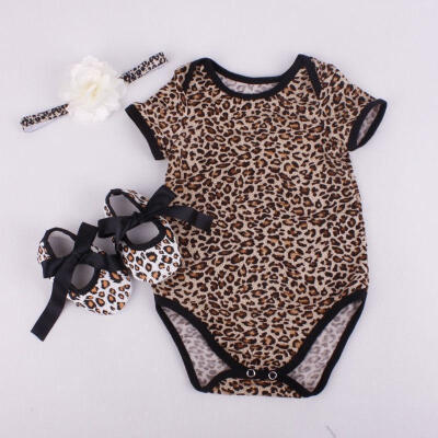 

Newborn Infant Baby Girl Romper JumpsuitShoeHairband 3Pcs Outfits Set Clothes