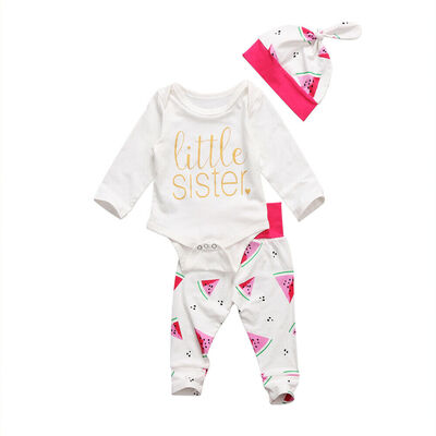 

Newborn Baby Girl Autumn Clothes Tops Romper Pants Leggings Hat Outfits Set