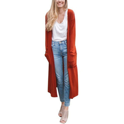 

Womens Casual Coat Cardigan Tops Open Front Pockets Solid Long Sleeve Outwear