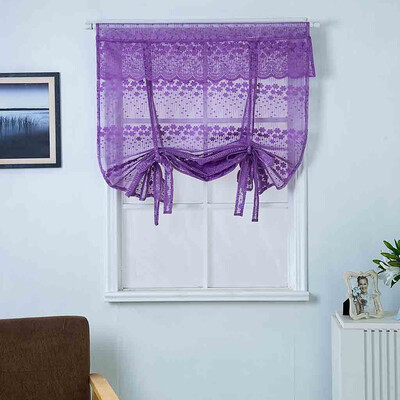 

Gobestart Tulle Perforated Kitchen Bathroom Window Roman Curtain Floral Tulle Valances