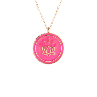 

Fashion Jewelry Magical Talisman Series Glaze Enamel Drop Lotus New Beginings Charm Pendant Necklace For Women