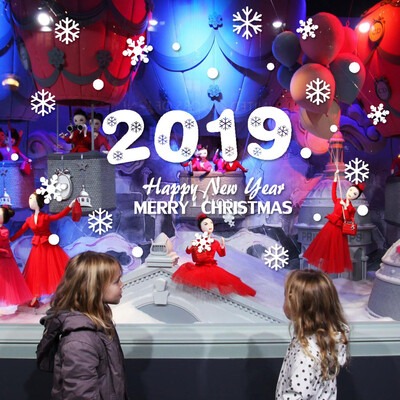 

Toponeto New Year Merry Christmas Snowflake Wall Sticker Home Shop Windows Decals Decor