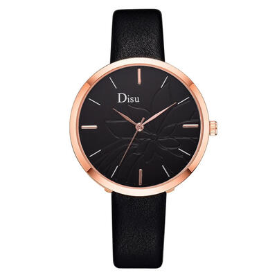 

Fashion Womens Watches Lotus pattern scale Ladies Quartz Wristwatch Temperament Leather Strap Minimalism Clock Reloj Mujer