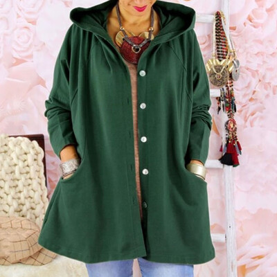 

2019 Autumu&Winter Fashion Women Thin section Solid color Causual Hooded Windbreaker coat