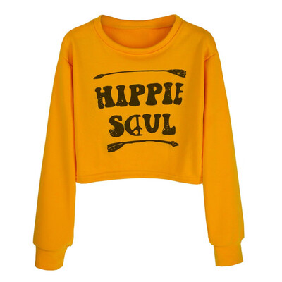 

Women Long Sleeve Casual Pullover Sweatshirt Crop Top Hoodies