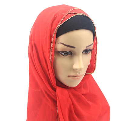 

Hui nationality cover headband pearl chiffon studded beaded headscarf foreign trade hot headscarf wholesale MSL007