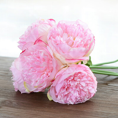 

5 Heads Artificial Fake Peony Silk Flower Wedding Bridal Bouquet Home Decor New