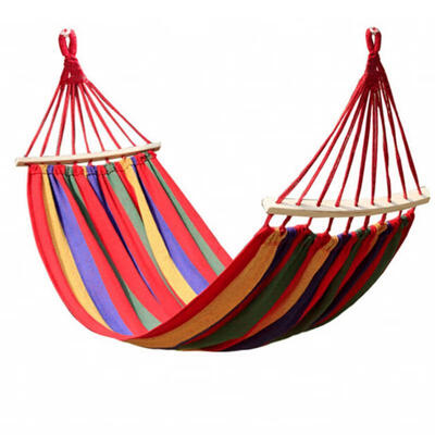 

240x150CM Double Person Hammock Canvas Camping Hammocks Wooden Stick Prevent Rollover Bar Garden Camping Swing Hanging