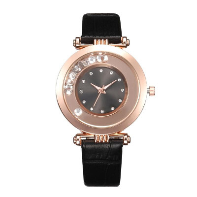

Women Luxury Diamond Quartz Watch Lady Exquisite Alloy Case PU Leather Band Wrist Watch