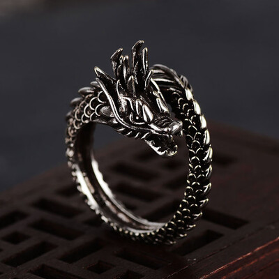 

New Fashion Adjustable 925 Sterling Silver Dragon Ring Men Women Jewelry Opening Rings