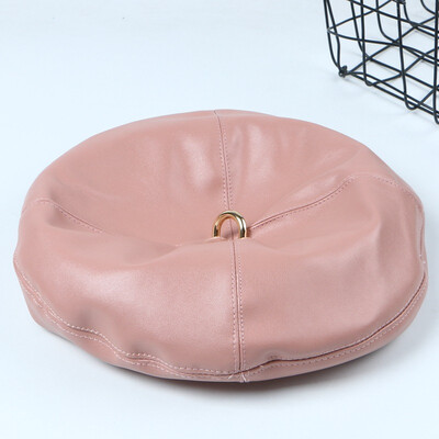 

Metal Button Cap Female Autumn&Winter Beret British Restoration Cortex Octagonal Pumpkin Cap Painter Cap Korean Bud Cap