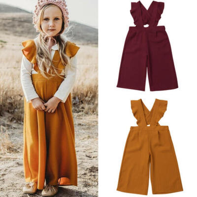 

Kids Baby Girl Bib Pants Lace Jumpsuit Romper Bodysuit Outfits Trousers Overalls