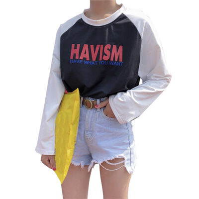 

Women Slim Round Collar Cartoon Print Loose Long Sleeve Casual T-Shirt