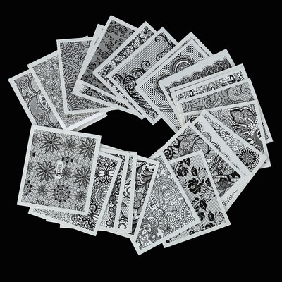

〖Follure〗24 Sheets Full Water Transfer Nail Art Decoration Stickers Decals Black Lace