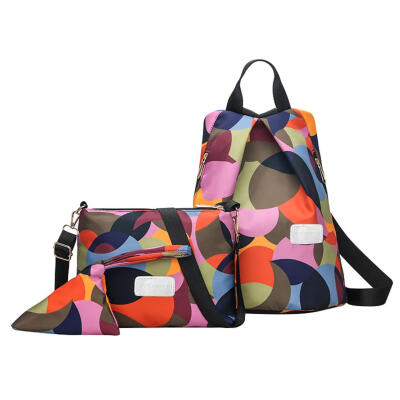 

3pcsset Women Geometric Print School Bags Girls Travel Shoulder Backpacks