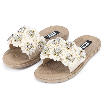 

Rose Womens Flower Flat Sandals Open Toe Slippers Wild Wear Casual Beach Shoes