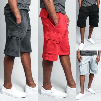 

UK Mens Summer Short Pants Baggy Cargo Rope Long Shorts BeachWork Pants Cotton