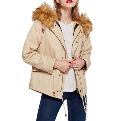 

Toponeto Women Winter Fleece Long Sleeve Hooded Short Warm Zip Pocket Jacket Coat
