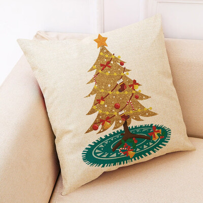 

Gobestart Christmas Pillow Case Gold Christmas Tree Sofa Throw Cushion Cover Home Decor