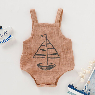 

Kids Baby Girls Boys Suspender Trousers Boat Print Romper Bodysuit Overalls