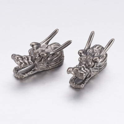 

Tibetan Style Alloy European Beads Large Hole Beads Dragon Head Gunmetal 245x10x115mm Hole 5mm