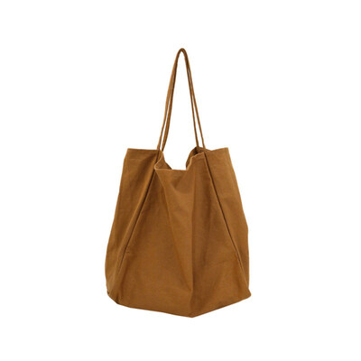 

Retro Solid Color Canvas Tote Bag Large Capacity Unisex Shopping Shoulder Pouch