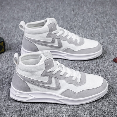 

2019 new autumn mens shoes trend sports casual white shoes high to help canvas tide shoes mens wild white shoes