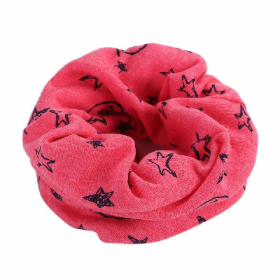 

Children Warm Cotton Scarf O Ring Shawl Neckerchief Boy Girl Circle Loop Cartoon Smile Face Star Pattern Neck Warmer