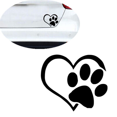 

〖Follure〗Pet Paw Print With Heart Dog Cat Vinyl Decal Car Window Bumper Sticker