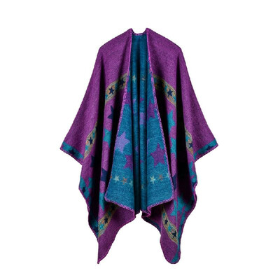 

New Women Knitted Poncho Cape Star Oversized Cardigan Sweater Long Shawl Scarf Cashmere Pashmina