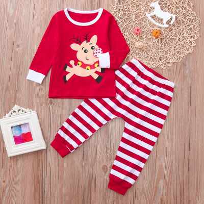 

Toddler Baby Brother&Sister Boy Tops Stripe Pants Christmas Sleepwear Set Cloth