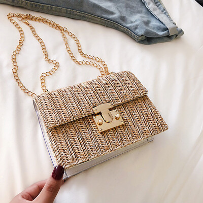 

2019 new fashion chain one shoulder small square bag popular wild woven bag female Korean version of casual temperament Messenger bag