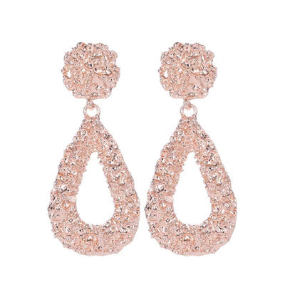 

Bohemia Women Geometric Emboss Hollow Teardrop Dangle Stud Earrings Jewelry Gift