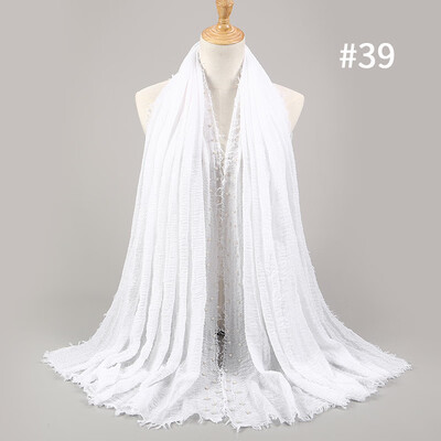 

Solid color high quality hairy cotton yarn pearl accessories headscarf cotton&crease monochrome womens scarf hot sale