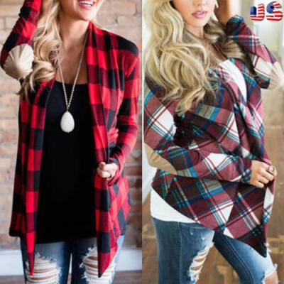 

Women Flannel Plaid Shirts Long Sleeve Casual Loose Cardigan Blouse Jacket Top